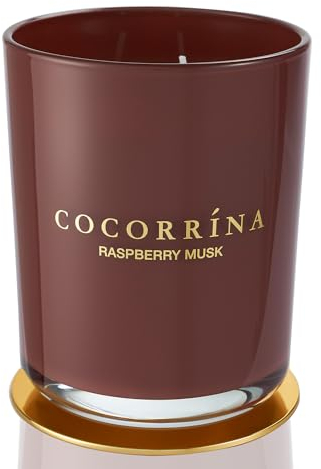 Cocorrína Candle Duftkerze im Glas - Himbeere Moschus, Brenndauer bis zu 46 Stunden mit 2 Dochten, Natürliche Soja-Kerze, Weihnachten Geschenk Kerze, 420g