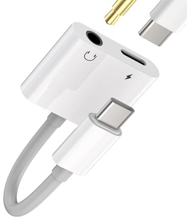 Adattatore USB C Jack Cuffie per Apple iPhone15 Pro Max Plus Per iPad 10、Air4/5、Mini6、Pro 12.9 compatibile con Samsung 3,5 Auricolari Cavo Aux Sdoppiatore Type C Caricatore Ricarica Rapida Porta Cavi