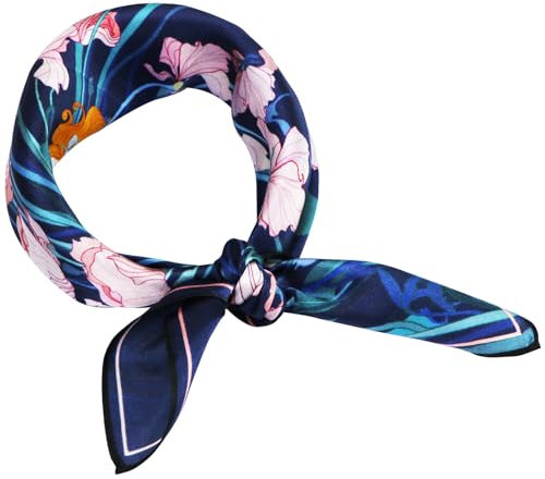 ZhaoCo 100% Natürliche Maulbeerseide Schal, 53x53cm Seidentuch Grafikdruck Klein Weich Quadratisch Seidenschal für Damen