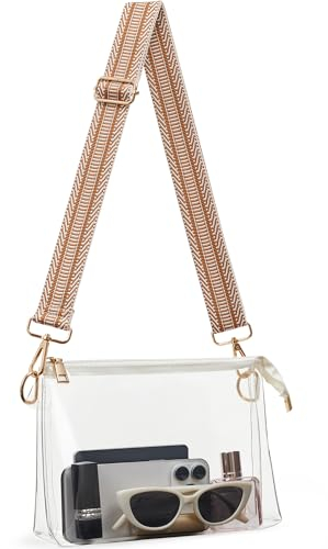 Hrcmuo Transparente Geldbörse für Damen, transparente Tasche für Stadionveranstaltungen, durchsichtige Umhängetasche, Stadiongenehmigt für Konzerte, Sport, A4-weiß, Large