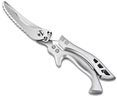 kesurpae Kitchen Scissors Chicken Duck Fish Cook Scissor Anti-slip Portable Spring Loaded Reusable Multifunctional Barbecue Shears