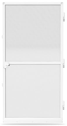 PEILU Fliegengitter Tür 95x210cm Fliegenschutz Mückengitter mit Moskitonetz, Weiß Aluminium Rahmen, Türschließer & Trittschutz, Pollenschutz Fliegengittertüren für Balkon/Wohnzimmer/Terrassen