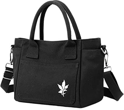 Damen Umhängetasche, große Kapazität, Canvas-Tasche, lässige Handtasche, Tasche, Arbeitsklasse-Handtasche Wein Geschenk Taschen (Black, One Size)