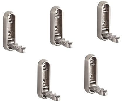 BGL Ovale Wandhaken aus Metall - strapazierfähige Klebe- und Schraubmontage - 5er Pack - Kleiderhaken in Nickeloptik für Heim, Büro und Bad