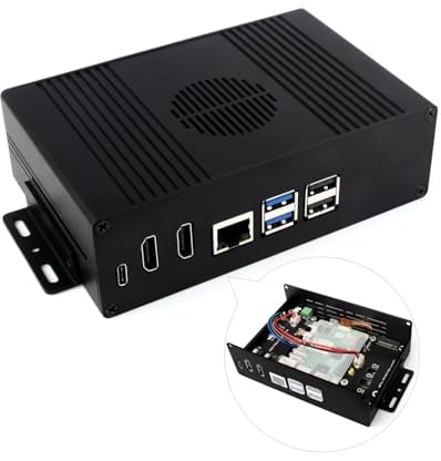 Waveshare Pi5 Nvme HDMI Case Compatible with Raspberry Pi 5, Comes with PCIE to M.2 Adapter Board, Aluminum Alloy Case, Multi-Functional All-in-One Mini-Computer Kit C