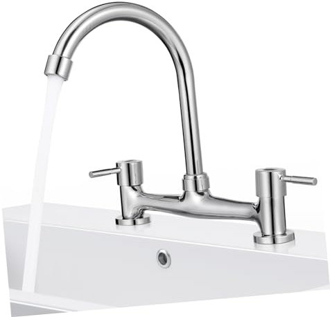 Housoutil Rubinetti Miscelatori A 2 Fori Rubinetto Per Lavello Rubinetto Per Cucina Caldo E Freddo Rubinetto A Doppia Maniglia in Lega Di Rame Rubinetto Per Lavello Da Cucina