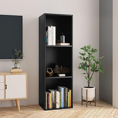 JUDYY Libreria/Mobile TV Nero 36x30x114 cm in Truciolato,Mobile Soggiorno TV,Mobile per TV Soggiorno,Mobiletto Porta TV-800136