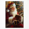 Vintage-Weihnachts-Leinwand-Kunst, antikes Ölgemälde, Weihnachtsmann-Lese-Buchungs-Poster, Frohe Weihnachten, Hobby, Lobby, Weihnachtsmannbild, Weihnachtsdekoration, Geschenke, 30,5 x 40,6 cm,