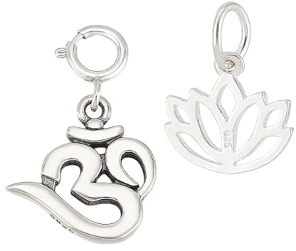 PH PandaHall 2 Styles 925 Sterling Silber Blume Charms Hohle Lotusblume Anhänger mit Sprungring Glücksbringer Symbol Anhänger Yoga Charms für DIY-Schmuck machen Ohrring Halskette Armband Craft