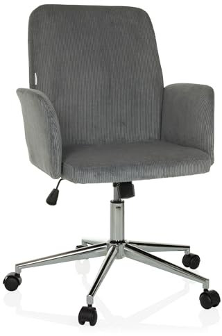 hjh OFFICE Homeoffice Stuhl gepolstert mit Cord-Optik SOLAO Cord Schreibtischstuhl Drehstuhl mit Rollen höhenverstellbar, Grau
