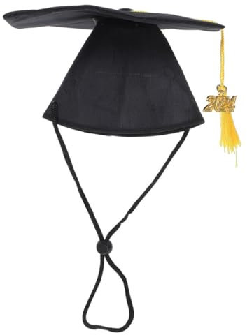 BESTonZON 2 Stücke Sicher Material Pet Graduation Caps Schwarz Phd Hüte Mit Quaste Für Hunde Katzen Mäuse
