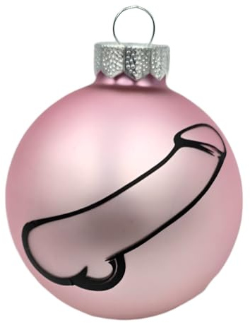Glas-Christbaumkugel, Matt rosa 6 cm, Penis, lustig, witzig, humorvoll