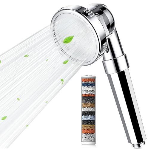 Magichome High Pressure Chrome Shower Head with 20-Layer Filtration, 3 Modes Handheld Filter Shower Head for Hard Water Low Water Pressure