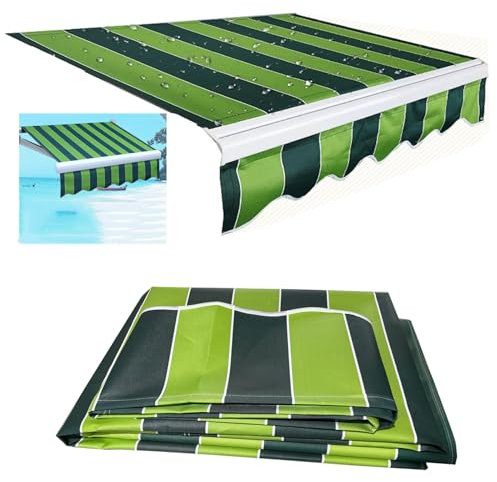 Ausziehbarer Markisenstoff, Ersatz-Sonnenschutz, UV- und wasserabweisend, mit Volant vorne, für Deck, Balkon, Hof, Streifen, 5 x 2,5 m