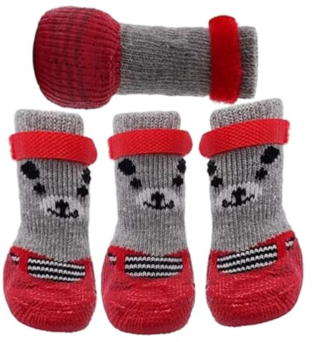 Sghtil Hundepfotenschuhe, Winter, rutschfeste Hundeschuhe, verstellbarer Riemen, Pfotenschutz, Haustierbedarf, Hundeschuhe für große bis kleine Hunde