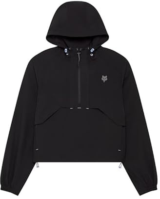 Fox Racing Survivalist Coupe-vent pour femme | Veste de VTT stretch 4 voies avec demi-fermeture éclair et cordon de serrage - Noir/noir, L