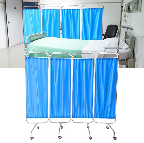 Faltbarer medizinischer Sichtschutz mit Rollen, Edelstahl Raumteiler für Notfälle, Intensivräume 150 x 180 cm, perfekt für Patientenüberwachung und