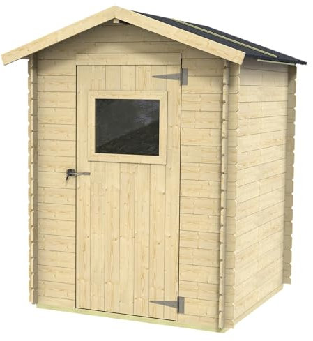 Gartenhaus Bh16 Flavia 146x130 aus natürlichem Fichtenholz 16 mm mit einfacher Tür mit Fenster, OSB3-Dach und -Boden, einfacher Aufbau, Autoklavbehandlung, PEFC-Zertifiziert