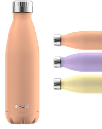 FLSK Trinkflasche – Premium Edelstahl Thermosflasche – 100 % auslaufsicher & kohlensäuregeeignet – hält 24 h kalt & 18 h heiß – BPA-frei (peach, 500 ml)