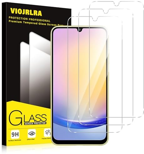 Viojrlra Verre Trempé [3 Pièces] Pour Samsung Galaxy A25 5G, Dureté 9H Film Protection écran, Ultra Résistant Vitre Protecteur, Clarté HD, sans Bulles, Anti-Rayures
