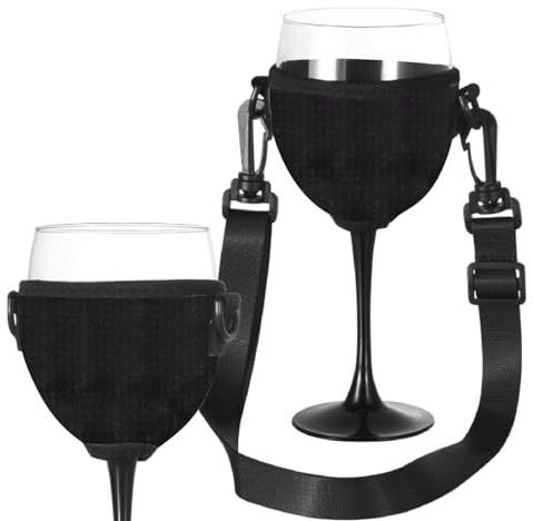 Adjustable Wine Glass Holder Lanyards, Glass Holder for Hanging Wine, Bordeaux Burgundy Cup, Red Wine Balloon Glasses with Stem, Insulation Holder, Necklace for Wine Walks & Festival Parties, 2 Pieces