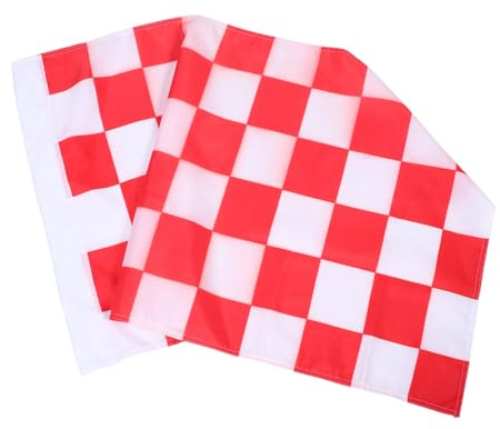 TOYANDONA Bandiera Scacchi Bianca e Rossa in Poliestere Resistente Per Pista Da Corsa Prato Giardino Decorazioni All Aperto e Segnali Di Gara