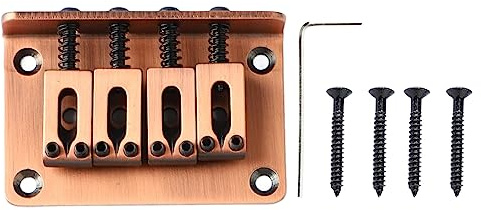 Gitarre feste Brücke Hardtail Sattel Metall Bass Bridge für 4 String Ukulele Mandolin Zigarrenbox Gitarrenzubehör mit Schraubenschlüssel und Schrauben (GA909 Bronze)