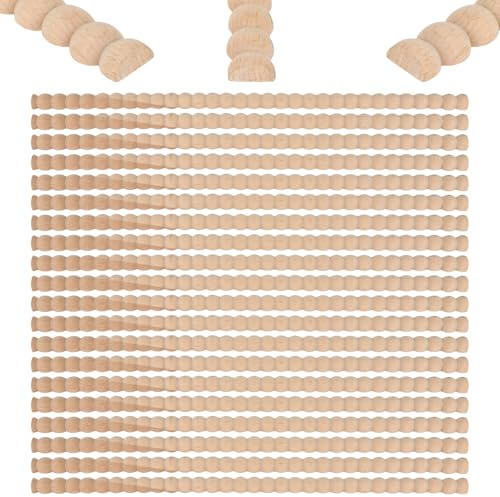 30PCS Moulures en Bois Perlées Non Peint 12M Moulure Décorative pour Meubles,Porte DIY, Mur, Table, Armoire, Revêtement en Bois, Profilés Décoratifs