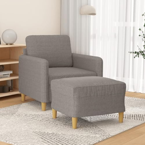 Mimdixy Modernes Couch Doppelsofa Eckcouch,Sessel mit Hocker Taupe 60 cm Stoff,Für Wohnungen,Wohnzimmer,Kompakte Verpackung Und Einfache Montage
