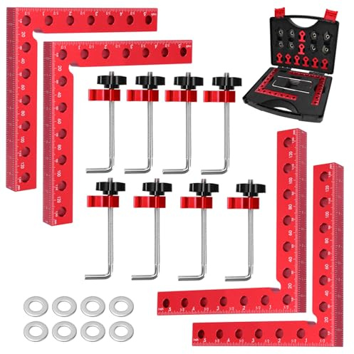 Wamzolio 90 Grad Positionierwinkel, 4 Stück (140 mm/5,5 Zoll) Winkelklemme aus Aluminium, Multifunktionelle Rechtwinklige Winkelspanner für Holzbearbeitung, Heimwerken & Handwerk