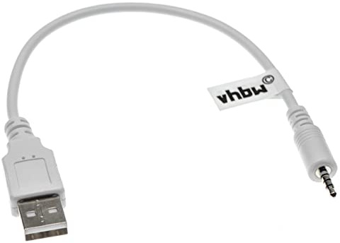 vhbw USB-Ladekabel kompatibel mit JBL Synchros S400, S400BT Kopfhörer - Kabel USB 2.0 Typ A auf 2,5 mm Klinkenstecker, 20,5 cm Weiß