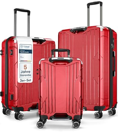 4FLY Aluminium-Rahmen Hartschalen-Reisekoffer Set 3-teilig Ultraleicht (M/L/XL) – TSA-Schloss, 4 Spinner-Doppelrollen & Aluminium-Teleskopgriff, Reisegepäck Set mit Handgepäck & Aufgabegepäck