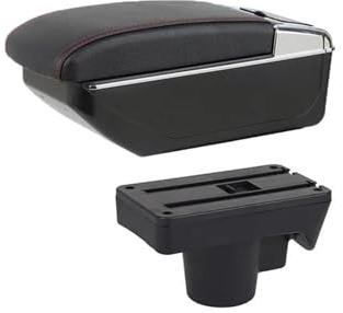 Ablage in der Mittelkonsole Auto Mittelarmlehne Box Modifizierter Wasserbecherhalter USB Aschenbecher Autoteile Für Opel Astra 2008-2011(B-black red line)