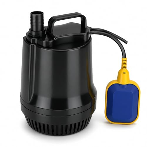 SP-9600S Pompa Sommersa con Galleggiante per Laghetti 8000 L/h 230W, Pompa Drenaggio Acqua con Attacco 19/23/30 mm, Prevalenza 5,2 m