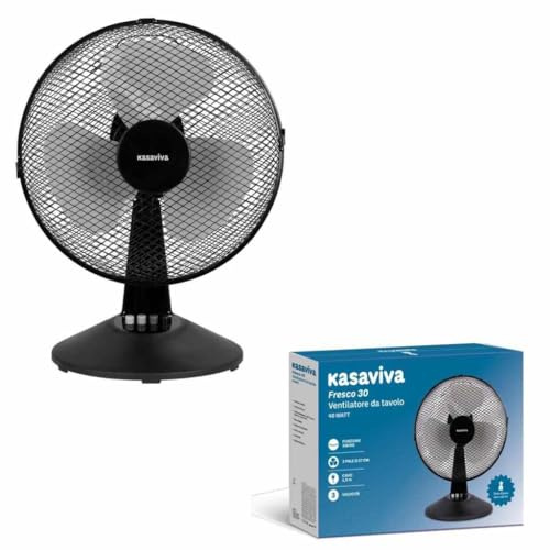 kasaviva Ventilatore da Tavolo Fresco Nero Pale 30 cm 40 Watt