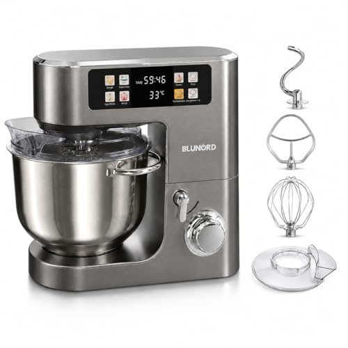 BLUNORD Planetaria 8 Litri BLUP4975 DELUXE, Impastatrice Planetaria 2100W con Bilancia Integrata, Display Touch a Colori, 12 Velocita, Fermentazione 25-45 C, Ciotola Inox e 3 Accessori
