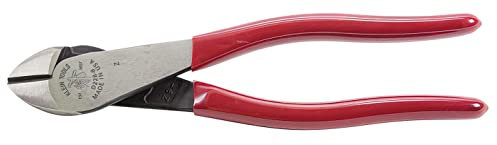 Klein Tools D228-8 Cortadores diagonales, alicates de alto apalancamiento, mandíbula corta, rojo/plateado, 8 pulgadas