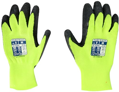 Portwest A140 Heavy Duty Thermal Grip Glove - Latex Black, Medium