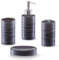 Zeller 18252 Bad-Accessoires-Set, 4-teilig, Keramik, schwarz, 42 x 21 x 41 cm