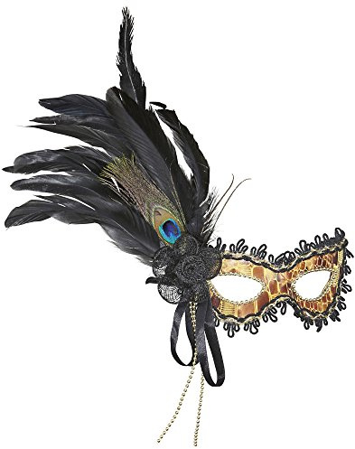 W WIDMANN MILANO Party Fashion - Schildkröten Augenmaske | Mit Federn und Verzierungen für Maskenball, Karneval und elegante Mottopartys