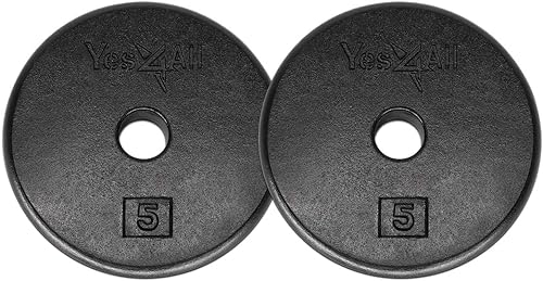 Yes4All BAAH 2.5cm 1 inch (1) Cast Iron Weight Plates 2.2kg, Set of 2 Weight Plate for Dumbbells Standard Weight Disc Plates, 7