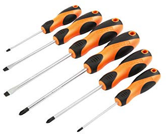 KENDO Schraubendreher-Set | 6-teilig | Schraubenzieher Satz | bestehend aus SL/PH/PZ