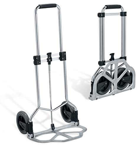 Maximex Transportkarren Slim - Hoch belastbare Transporthilfe bis 80kg, Stahl, 50 x 102 x 47 cm, Silber
