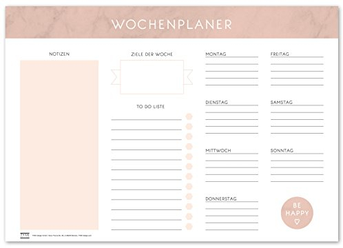 TYSK Design Schreibtischunterlage Marmor (Design wählbar) Tischunterlage aus Papier zum Abreißen DIN A3 To Do Liste Notizblock Wochenplaner