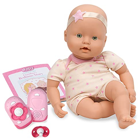 Baby Sweetheart Baby Puppe mit Kleidung, Schnuller und Zubehör zur Schlafenszeit – Weiche Puppe und Bilderbuch auf Englisch – Spielzeug ab 2 Jahre