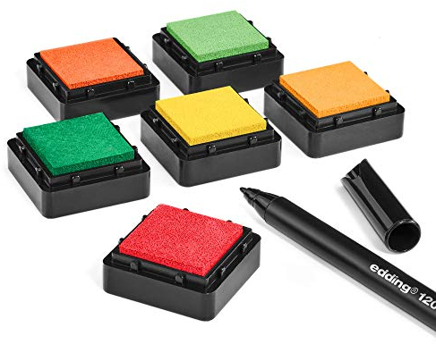 KATINGA Stempelkissen (6er Set) mit Stift für Fingerabdrücke, zum Basteln und zum kreativen Gestalten (6er Herbst)