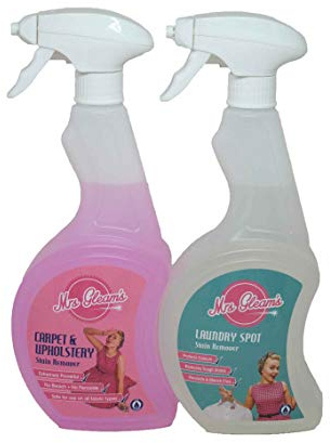 Mrs Gleams 2 Pack Fabric Care Kit. 1 x Carpet & Upholstery Cleaner and 1 x Laundry Spot Stain Remover