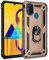 BestST Handyhülle für Samsung Galaxy M30S/Galaxy M31/Galaxy M21 + Displayschutz, Cover für Samsung M30S/Galaxy M31/Galaxy M21 hülle, 360 Grad Drehbar Ringhalter Handytasche Case Handy Hüllen,Gold