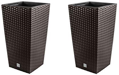 2in1 Gartenset Set Pflanzkübel Rattan-Optik Blumentopf inkl. Einsatz 21L Pflanzenbehälter Kunststoff 4 Farben (Umbra)