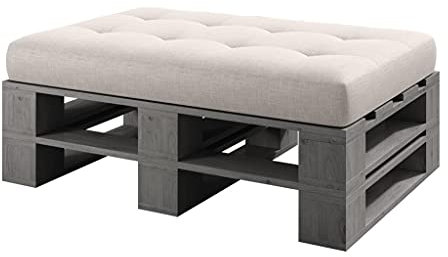 sunnypillow Palettenmöbel Europaletten Indoor und Outdoor Lounge Gartenmöbel Holz Gartenmöbel Set Lounge Möbel Terrasse Balkon Loft Stil Paletten | Grau Hocker 120 x 60 cm Höhe : 30 cm